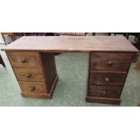 Stained pine desk 77cmHx140cmL