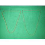 Two mixed 9ct gold necklaces 17g
