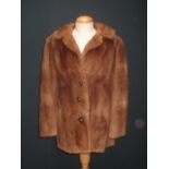 Ladies vintage light brown waist length fur coat