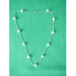 16" 18ct white gold and fresh water white pearl necklace