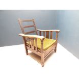 Arts and Crafts open adjustable armchair with cushions