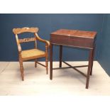 Georgian mahogany wash stand and teak cane seated armchair 83H x 65W