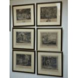 6 mixed engravings framed & glazed