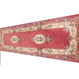 Chinese red ground runner 77x260cm. Wool rug 188x120cm