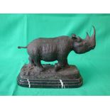 Bronze figure of a Rhino on marble base, signed Julie Moigniez 20cmx22cmH