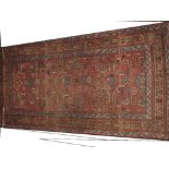 Hamadan small rug purple ground with stylised decoration within a similar border and Small Persian