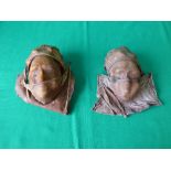 2 wall mounted Arabian mask figure made from camel skin