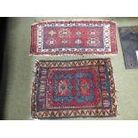 2 multi coloured prayer rugs, 84x60, 98x46cm