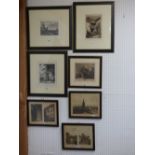 The sabot shop Drawn and etched by Mortimer & Menpes 28x19cm; qty of mixed etchings etc framed &