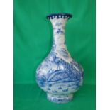 Large blue & white vase decorated exotic birds in mountainous landscape, 52cm high