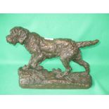 C.Valton bronze of a hunting dog, signed C.Valton on naturalistic base