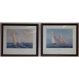 Pair coloured prints of The America's cup by Tim Thompson F&G 40x57 & country scenes etc