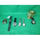 Angelus desk timer, Alisse Quartz world timer & 5 mixed watches