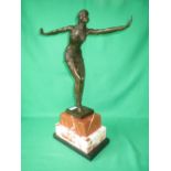 After Chiparus, Eastern dancer, bronze on slopped marble base, 48cm high