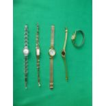 Ladies 9ct gold Avia wrist watch & 4 mixed ladies watches