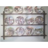 Collection of Susan Neal Old country crafts Royal Doulton plates, boxed and wooden plate ruck