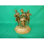 C19th French bronze figure group on stepped base