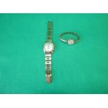 Ladies 9 ct gold watch & Gents Girard-Perregaux early alarm watch, rolled gold front, in need of