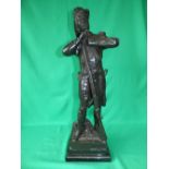 Large bronze model of a soldier lighting a pipe JEAN GAUTHERIN 1877, with plaque to front 69 cm H