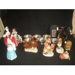 Qty of china including Beswick birds, figurines, Royal Doulton, Hummel.