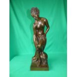 Bronze study of a nude. F. BARBEDIENNE. FONDEUR. G.C. ALLEGRAIN.FECIT. & foundry seal 74 cm H