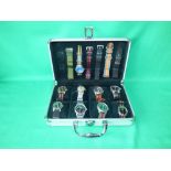 9 Military style wrist watches, & military straps in watch case