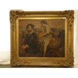 Late C19th giltwood & gesso picture frame with shell & scroll decoration , 68x79xm, containing a