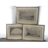 Set of five black & white reproduction "aquatints" depicting copies of Canaletto's London