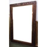 C19th carved oak oblong wall mirror with later glass, possibly original overall 181Hx115W