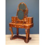 Victorian mahogany duchess dressing table with mirror over. 100cmW