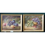 Pair of oil on canvas pictures of fruit bearing signature H Ayrton