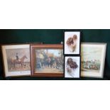 After Lionel Edwards, "The Spirit of The Chase" colour print, signed & 8 hunting/dog prints