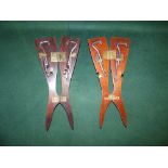 Two mahogany boot pull sets in form of legs