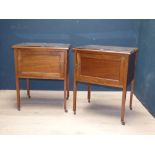 Pair of Edwardian mahogany bedside cupboards with plate glass tops. Each 65cmW