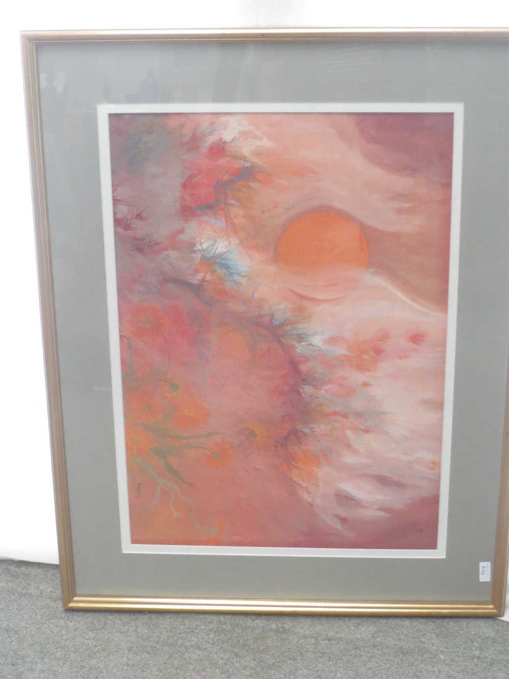 Irene Halliday, "Marigold Moon, Burning Garden" "Sea Edge Poppies", mixed media, a pair - Image 2 of 2