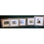 After David Shepherd, a set of five colour prints, all signed in margin, 10x14cm