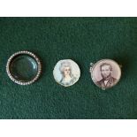 Miniature picture of Victorian lady & picture brooch of gentleman