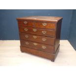 C19th oak chest of two small and three long graduated drawers 87L x 85H