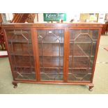 Mahogany three door bookcase. 132W x 106H