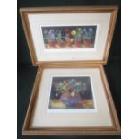 Two coloured prints of flowers, framed & glazed, signed in pencil Whitmore