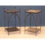 Pair of wrought iron side tables 36cm square