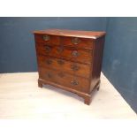 C19th mahogany chest of two small and three long graduated drawers on bracket feet 95L x 92H