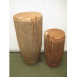 Two tribal drums tallest 75cm high