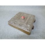 Continental brass & white metal lidded box