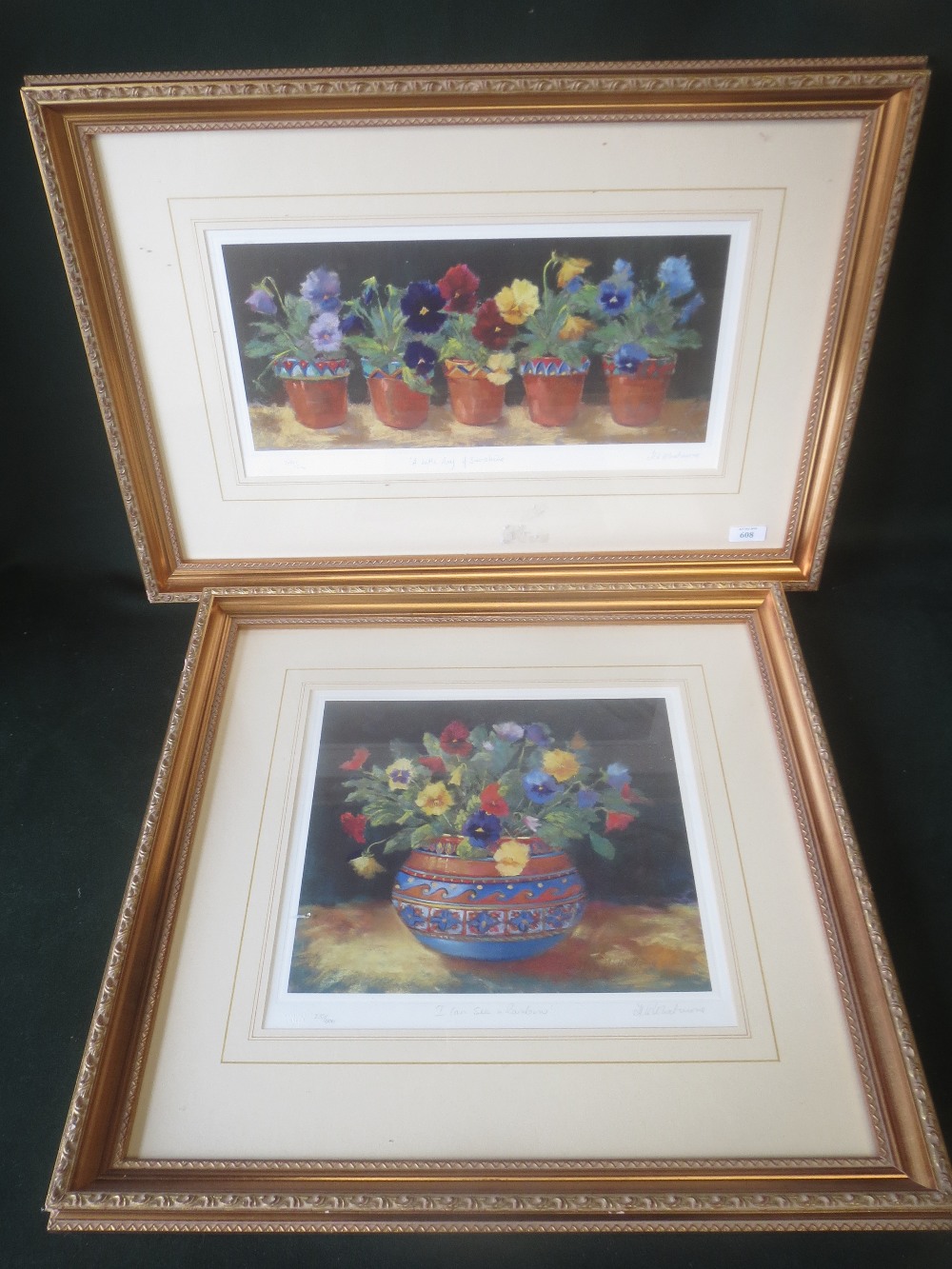 Two coloured prints of flowers, framed & glazed, signed in pencil Whitmore