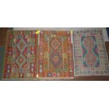 3 Anatolian Kilim rugs, 113x82, 117x81, 116x79 cm