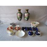 Selection of china & glass including cloisonne vases