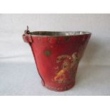 Victorian leather painted fire bucket