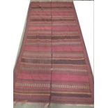 Old Kilim rug of terracotta and brown stripes 340 cm x 164 cm