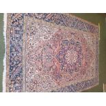Large pink and blue Caucasian woven carpet 343x252cm